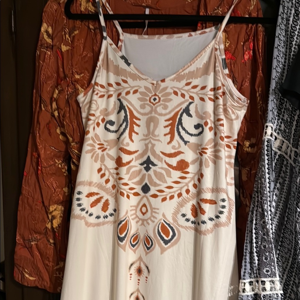 Embroidered Cream Maxi Dress - Picture 2 of 4